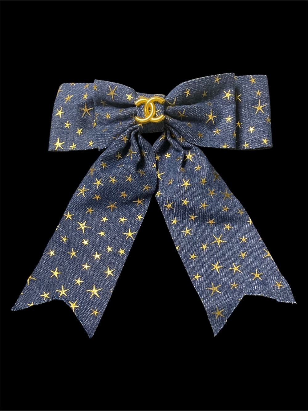 ChaneI Blue Jean Star Bow Barrette Clip